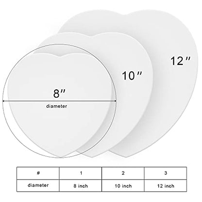 PHOENIX Heart Canvases for Painting - 8, 10, 12 in (2 of Each) - 100% Cotton 10 Oz Triple Primed White Blank Acid-Free Artist Shaped Stretched Canvas for Oil, Acrylic Painting Decoration - size: Heart 8", 10" & 12", style: Studio Set (8 Oz.)