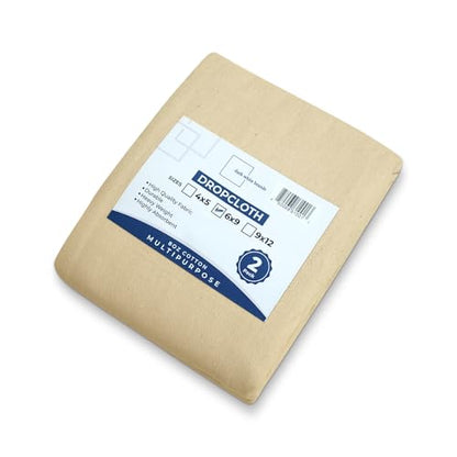 Dark White Premium Cotton 8 oz Canvas Drop Cloth | Leak Resistant, Washable | Ideal for Painting, Crafting, and Furniture Covers - Durable Multi-Purpose Use (6'x9' - Pack of 2) - size: 6'x9' - Pack of 2
