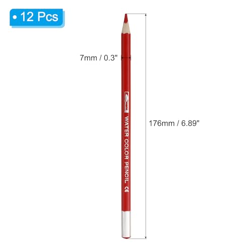 PATIKIL Watercolor Pencil, 12Pcs Water Soluble Pencils for Blending, Coloring, Sketch Drawing, Painting, Red - color: Red