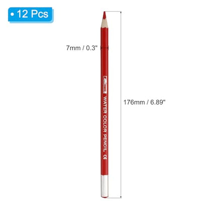 PATIKIL Watercolor Pencil, 12Pcs Water Soluble Pencils for Blending, Coloring, Sketch Drawing, Painting, Red - color: Red