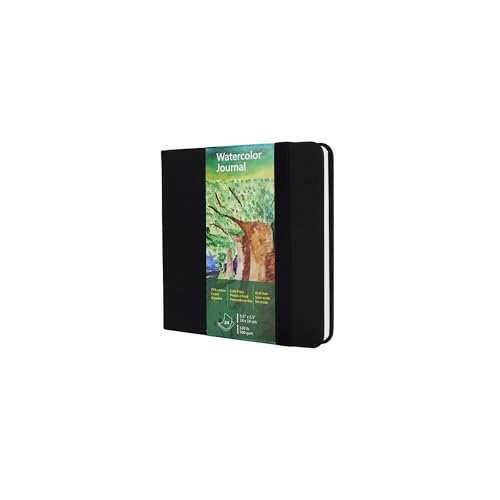 tumuarta Watercolor Sketchbook,140 LB,300 GSM, Cotton Paper, Cold Press | 5.5"X5.5", 24 Sheets,Acid Free Watercolor Paper Square Sketchbooks for Use As Travel Notebook and Mixed Media Pad - color: Black, size: 5.5x5.5"