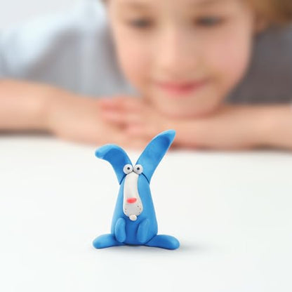 Hey Clay Animals - Claymate Rabbit - Colorful Modeling Air Dry Clay for Kids - Air Dry Clay Kit 3 Cans with Fun Interactive App - color: Rabbit