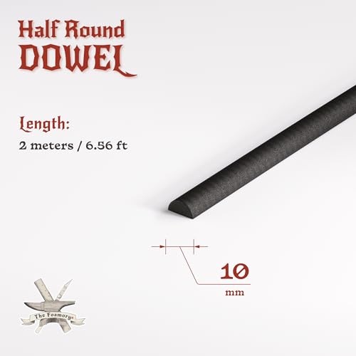 The Foamory Black EVA Foam Dowel - Half Round 10mm x 2M Length Craft Stick - color: 1 Pack: 2M Length - 10mm Thickness, style: Black - Half Round Dowel