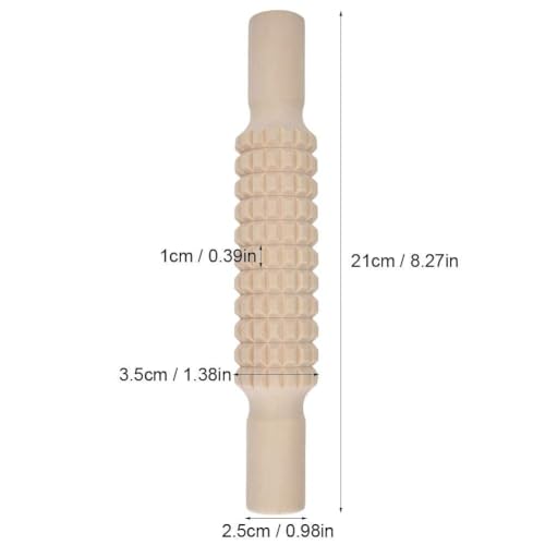 Clay Roller Wooden Solid Clay Rolling Pin Pottery Modeling Tools Dough Roller Baking Pastry Cake Pizza Roller (Lattice Type)