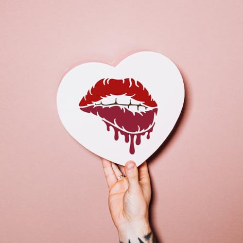 MAYJOYDIY Lips Stencil - 4 Sizes, 6-12inch Kiss & Bleeding Lips, Paint Brush Included for Furniture, Wood, Canvas, Paper, Wall - color: 4 Sizes Lips