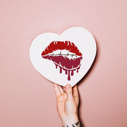 MAYJOYDIY Lips Stencil - 4 Sizes, 6-12inch Kiss & Bleeding Lips, Paint Brush Included for Furniture, Wood, Canvas, Paper, Wall - color: 4 Sizes Lips
