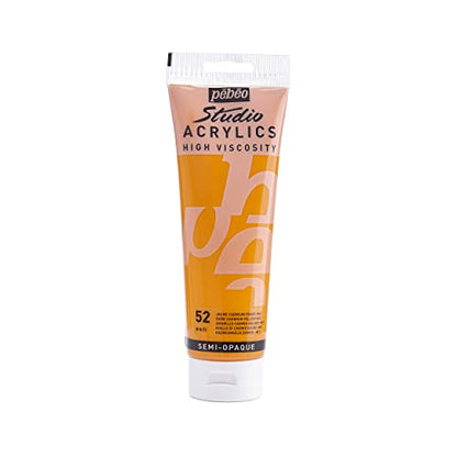 Pébéo 169-052 - Studio Acrylics Fine Paint - Yellow Acrylic - Dark Cadmium Yellow Hue, 250 ml - color: Dark Cadmium Yellow Hue