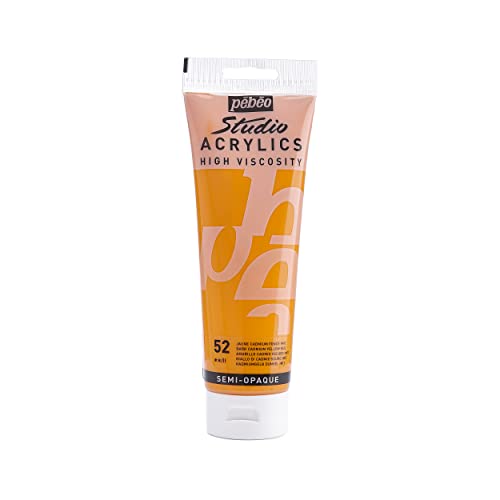 Pébéo 169-052 - Studio Acrylics Fine Paint - Yellow Acrylic - Dark Cadmium Yellow Hue, 250 ml - color: Dark Cadmium Yellow Hue