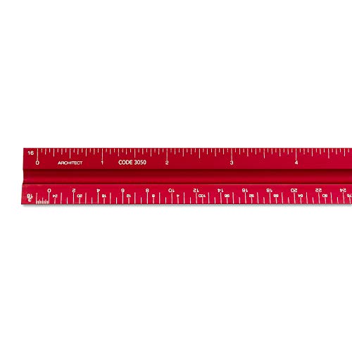 Alumicolor 3050-4 Aluminum Architect Solid Drafting Scale, 12IN, Red - color: Red, size: 12 Inch, style: Architect
