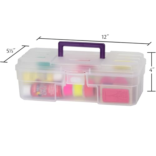 Akro-Mils 12-Inch ProBox Plastic Art Supply, Hobby or Craft Storage Toolbox, Model 09912CLPUR, (12" x 5-1/2" x 4"), Clear - size: 1 Pack