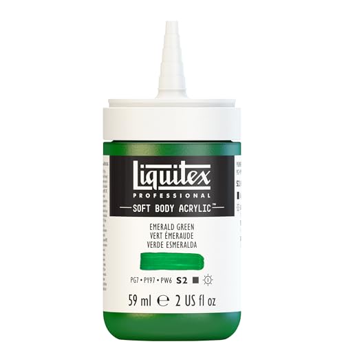 Liquitex Soft Body Acrylic Paint, 2-oz Bottle, Emerald Green | Low Viscosity, Highly Pigmented, Satin Finish, Retains Subtle Brush Strokes, Great Surface Coverage, Highly Versatile - color: Emerald Green, style: 2-oz Bottle
