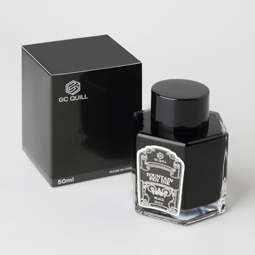 Fountain Pen Ink 50ml Non-Carbon, Dye-Based Ink Bottle for Smooth Writing - Fast Drying, Vivid Colors, Clog-Free Formula, Compatible with Fountain Pens, Dip Pens,Calligraphy LL711 (Black)
