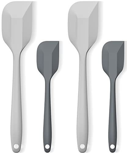 Silicone Spatula Set, Premium Spatulas Silicone Heat Resistant 2 Small & 2 Large Flexible Scraper for Nonstick Cookware, Rubber Spatula for Kitchen Mixing Baking Cooking Use, Soft Spatula - Gray - color: 2 small(dark-gray)+2 large(light-gray)