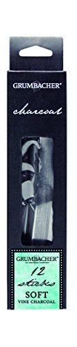 Grumbacher Vine Charcoal, Soft, 12/Pk (V4112) - color: Black, size: 12-Pack, style: Soft