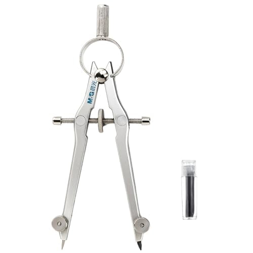 M&G Professional Metal Geometry Compass, 6.69 Inch Maximum Diameter Compass Geometry Tool, Lockable Distance Includes Extra Lead, Ideal for Drafting & Drawing - style: Classic