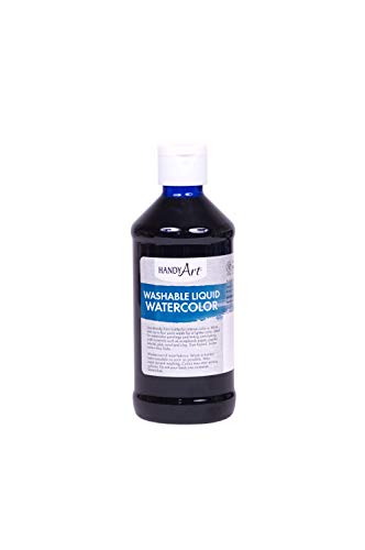 Handy Art Washable Liquid Watercolor Paint, Turquoise, 8 oz Bottle | Ready to Use Concentrated Dye-Based Liquid, Deep Color Strength, Dilute with Water, Certified Safe AP Non-Toxic, Made in USA - color: Turquoise