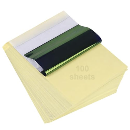 Tattoo Stencil Paper, 100 Sheets A4 4-Layer Tattoo Transfer Paper with Crisp Lines & Long Lasting Transfers, Easy to Use Thermal Transfer Paper for Tattoo Artists, Studios & Beginners - size: 100 Count (Pack of 1)