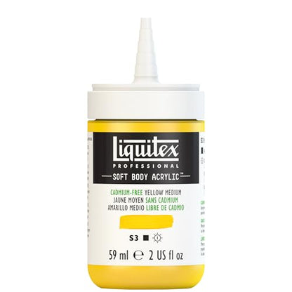 Liquitex Soft Body Acrylic Paint, 2-oz Bottle, Cadmium-Free Yellow Medium | Low Viscosity, Highly Pigmented, Satin Finish, Retains Subtle Brush Strokes, Great Surface Coverage, Highly Versatile - color: Cadmium-free Yellow Medium, style: 2-oz Bottle