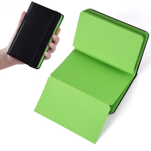 Small Premium Green Art Sketchbook,5.7 x 3.54 inches Mixed Media Notebook,34 Sheets 120 GSM Acid-Free Folding Drawing Papers, Hardcover Pocket Journal Sketchbook for All Artists - color: 120gsm-folding paper green