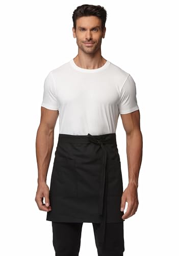 Waist Apron for Men Server Bistro Half 4251BY - color: Black, size: 1 Pack