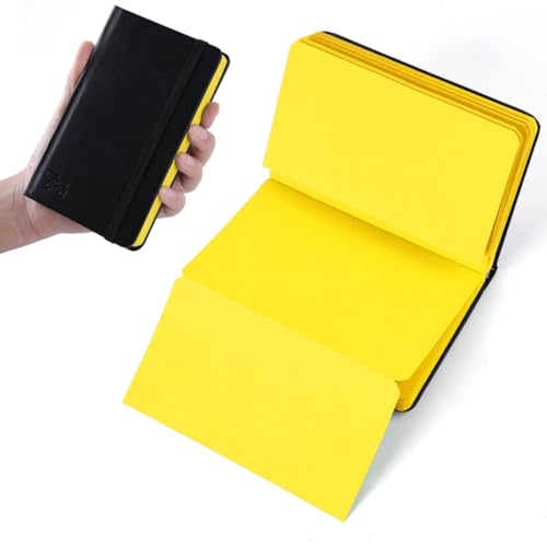 Small Premium Yellow Art Sketchbook,5.7 x 3.54 inches Mixed Media Notebook,34 Sheets 120 GSM Acid-Free Folding Drawing Papers, Hardcover Pocket Journal Sketchbook for All Artists - color: 120gsm-folding paper yellow