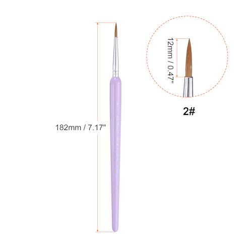 HARFINGTON 6pcs Detail Paint Brushes 12mm Pointed Tip Nylon Hair Miniature Painting Brush for Watercolor Oil Acrylic Painting(2#), Purple - color: Purple, size: 2# 12mm