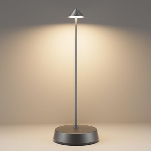 Cordless Table Lamps Rechargeable, 6000mAh LED Battery Operated Desk Lamp, Portable Outdoor Waterproof Touch Stepless Dimmable Wireless Table Light for Dining Restaurant Home Patio (Grey-1PC) - color: Grey-1PC