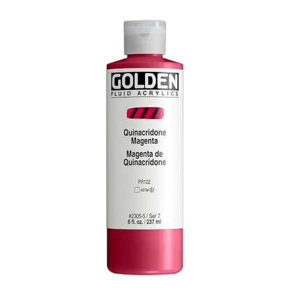 GOLDEN Fluid Acrylics, Quinacridone Magenta, 8 fl. oz. Bottle, Professional Acrylic Paint, Transparent