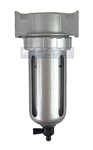 MID FLOW PARTICULATE FILTER/WATER TRAP FOR AIR COMPRESSOR COMPRESSED AIR LINES, 5u WITH POLY BOWL AND METAL BOWL GUARD (3/8" NPT) - style: 3/8" NPT