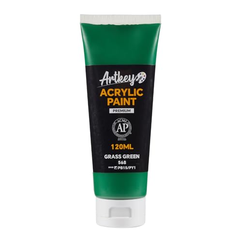 Artkey Acrylic Paint - Grass Green (120 ml/4.06 oz) Tubes, Rich & Vibrant Pigments, Professional Artists Acrylic Paints - Art Supplies for Canvas Wood Rock Clay Fabric Ceramics Art Crafts Painting - color: Grass Green, size: 4.06 Fl Oz (Pack of 1)