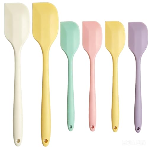 6 Pack Silicone Spatulas 10.9 in Large & 8.2 in Small, Nonstick Heat Resistant Mixing Tools for Baking Cookware - color: 6 Pcs large&small
