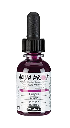 Schmincke - AQUA DROP, liquid, pigment-based watercolorpurple in 30 ml pipette bottle, 24390034, for watercolorpainting, urban sketching, calligraphy, handlettering, lightfast - color: 390 purple