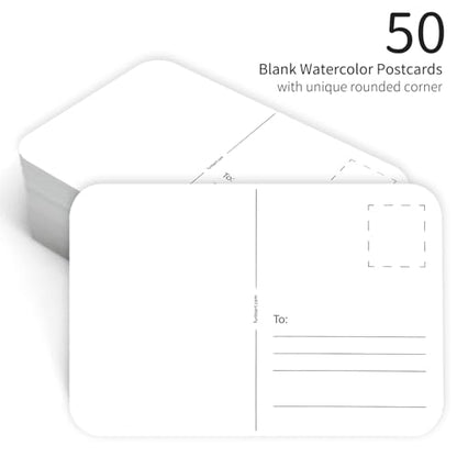 Funto 4x6 Blank Watercolor Paper Postcards, 50 Cards, 140lb/300gsm - style: 4x6 Postcards