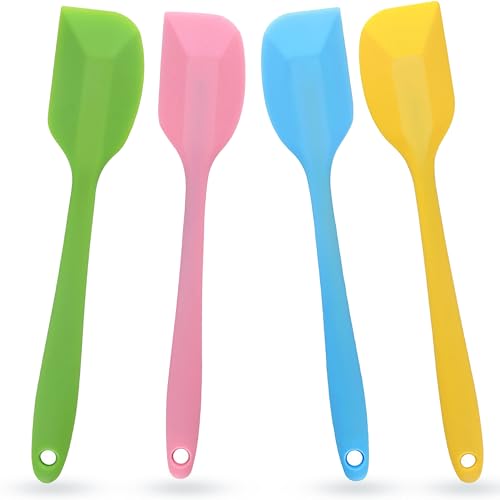4 Pcs Silicone Spatulas Rubber Spatula Small Spatula,8 Inch Baking Mini Spatula Mixing Tool for Nonstick Cookware Cooking - color: Green Pink Yellow Blue