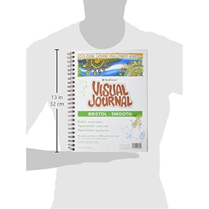 Strathmore Wire Bound Visual Journal, 100 lb. Smooth Bristol, 9 X 12 inches, White, 28 Sheets (460-39) - size: 9x12, style: Bristol Smooth