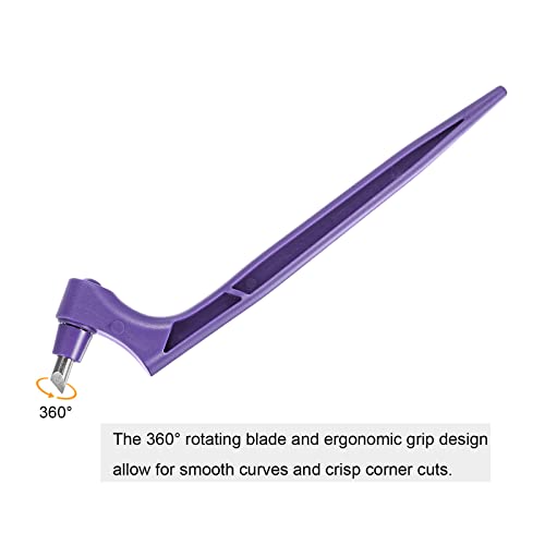 uxcell Craft Cutting Tools, 360 Degree Rotating Blades Stainless Steel Cutter with 15 30 45 Degree Blade for DIY Crafts Stencils Scrapbooks, Purple - color: Purple