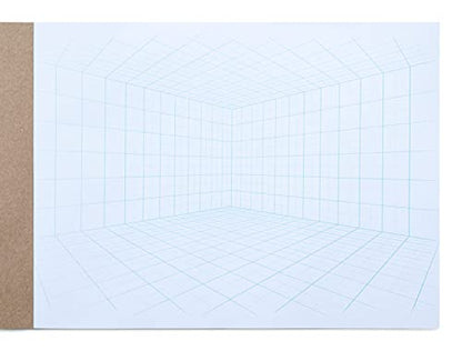 Koala Tools - 40-Page Drawing Pad for 2-Point Perspective, Room Grid Sketch Pad with 3D Virtual Walls Design, Gridded Graph Paper for Interior Room Design, Industrial, Architectural 9 x 12 inches - size: 2 Point Room - 9 x 12