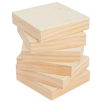Bright Creations Wood Canvas Boards (6 Pack), 4x4 inches, 0.85 inches Thick, Pinewood Material, Smooth Surface, 6 Pieces - size: Square 4x4in