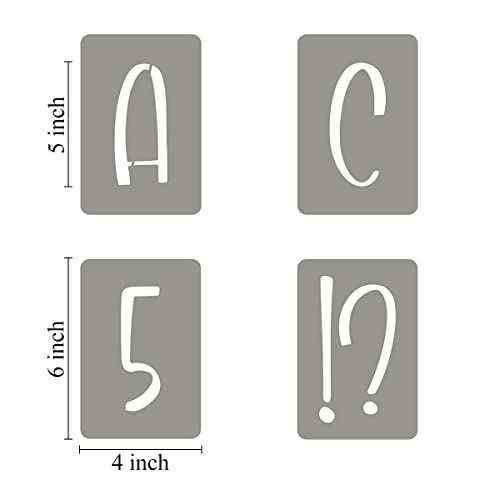 5 Inch Alphabet Letter Stencils for Painting - 42 Pack Letter and Number Stencil Templates with Signs for Painting on Wood, Reusable Letters and Numbers Stencils for Chalkboard Wood Signs & Wall Art - size: 5 Inch