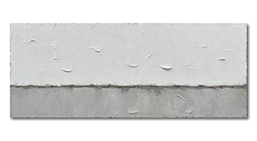 NANKAI Art A large modern art painting in a minimalist grey and white style, suitable for wall decoration in homes or offices. 24x60 inches - color: NKHB029