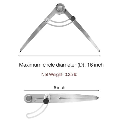 6 inch Metal Compass Scribe, Alloy Professional Woodworking Compass with Wing | Metal Divider, Compass Geometry Tool, Metal Leather Work Scribe Tool Woodworking Drafting Carpenter Compass for Geometry - size: 6 inch without pencil holder