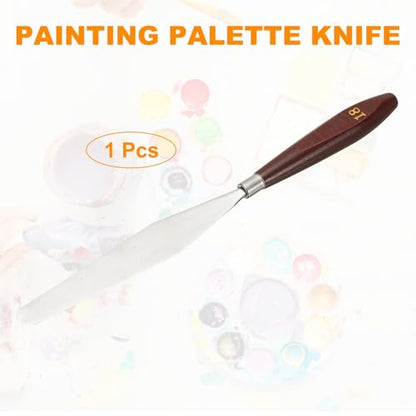 HARFINGTON Palette Knife Painting Tool 5.35x0.94 Stainless Steel Red/Silver | Art Spatula, Pallet Knives Scrapers Tools, with Beech Wood Handle, for Acrylic Oil Canvas Mixing Spreading