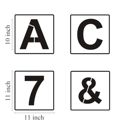 Alphabet Letter and Number Stencils 11 Inch - 40 Pack Large Letters and Numbers Stencil Templates with Signs for Painting on Wood, Reusable Number Letter Stencils for Chalkboard Signs & Wood Wall Art - size: 11 Inch