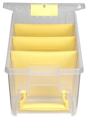 ArtBin Semi Satchel Craft Organizer with 3 Dividers, Yellow Accents | 3 Removable Dividers, 15.2 x 8 x 6.2 Inches, Secure Latches, Carry Handle, Clear Durable Polypropylene - color: Yellow, size: Pack of 1