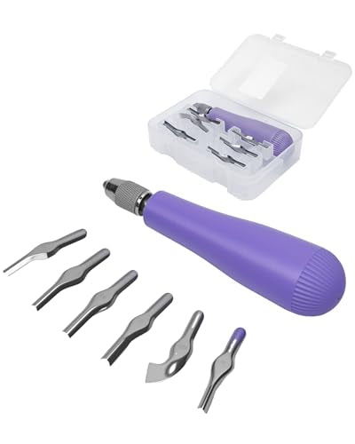UCEC 1+6+12 Pack Linocut Carving Tools Linoleum Cutter Assortment for Block Printing Wood Carving Kit Whittling Knives V-chisel Angled Gouge Half Round Woodcarving Tools Set Whittling Kit for Linocut