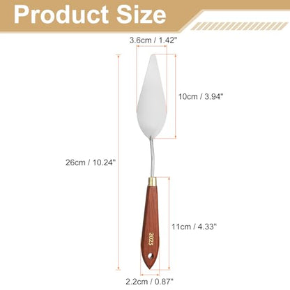 HARFINGTON Palette Knife Painting Tool 3.94" x 1.42" Stainless Steel Teardrop Blade 10.24" Length Spatula Painting Pallet Knives with Hole Beech Wood Handle for Oil Acrylic Canvas, Red/Silver - size: 10.24" x 1.42" x 3.94"