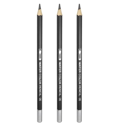 PATIKIL Watercolor Pencils, Black Color Pencil Set Sketch Coloring Drawing Colored Pencils Bulk Artist Drawing Supplies for Adult Coloring Book Blending, 3 Pcs - color: Black