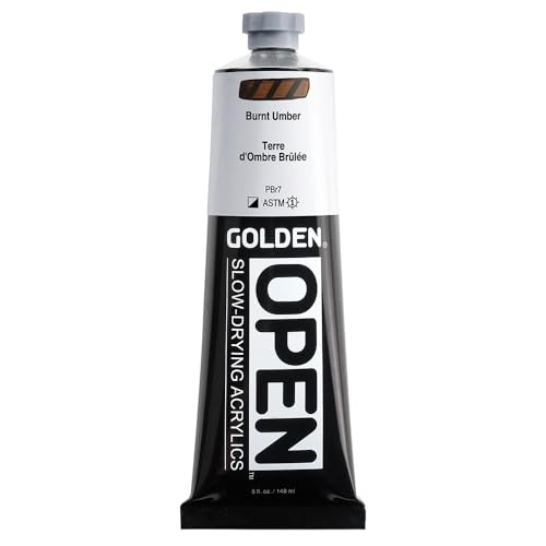 GOLDEN OPEN Slow-Drying Acrylics, Burnt Umber, 5 fl. oz. Tube - color: Burnt Umber, size: 5 Fl Oz (Pack of 1)