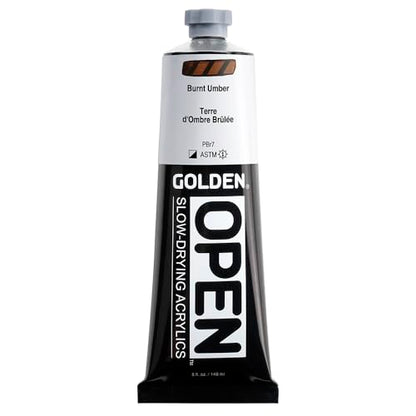 GOLDEN OPEN Slow-Drying Acrylics, Burnt Umber, 5 fl. oz. Tube - color: Burnt Umber, size: 5 Fl Oz (Pack of 1)