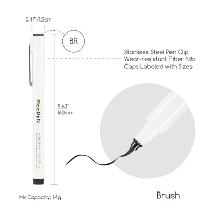 MEEDEN Micro Fineliner Drawing Pens: 0.8-2mm Brush Nib, 6 Pack, Black Ink | Waterproof archival ink with a brush tip for lettering, manga inking, calligraphy, illustration, and expressive linework - style: Brush